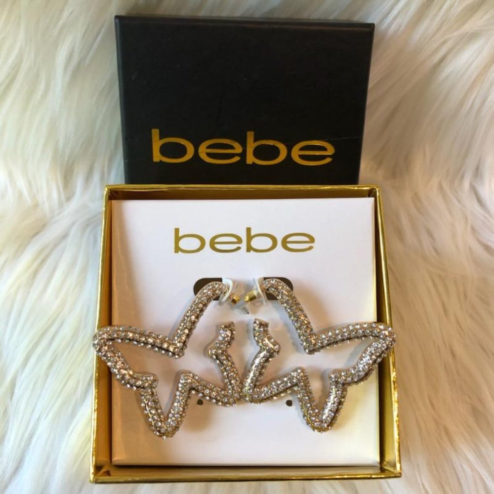 Bebe Bling Butterfly Gold-Tone Earrings